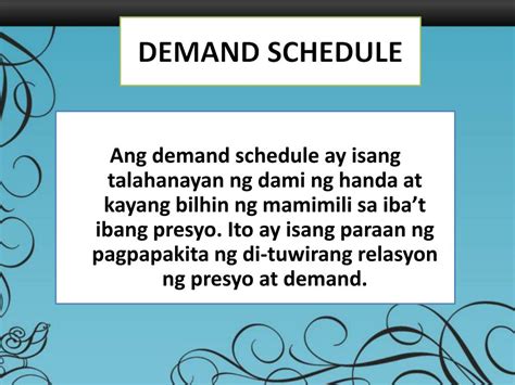 Ano ang demand schedule tagalog